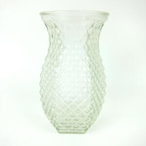 Vintage Hoosier Glass Vase Diamond Pattern Pineapple 6" Mid-Century Modern 1950s